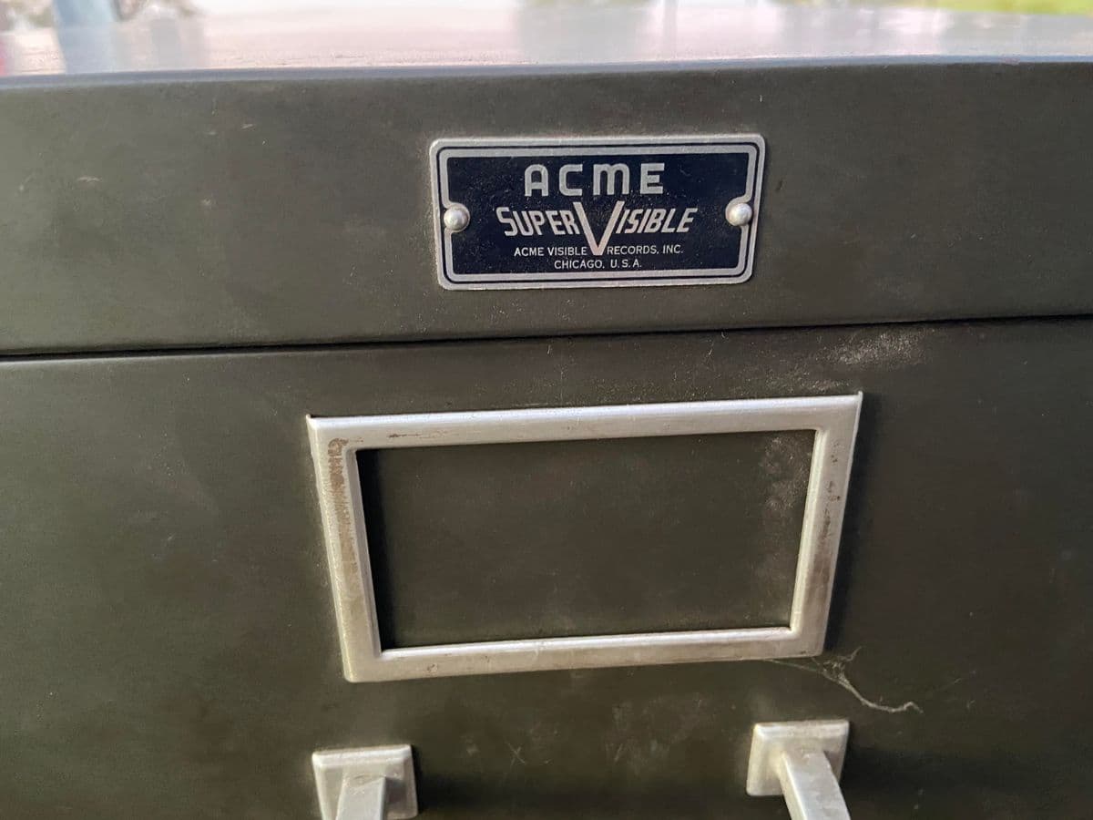 1950s Vintage Acme Folder Metal Cards and Filling Drawer Cabinet - Thumbnail 10