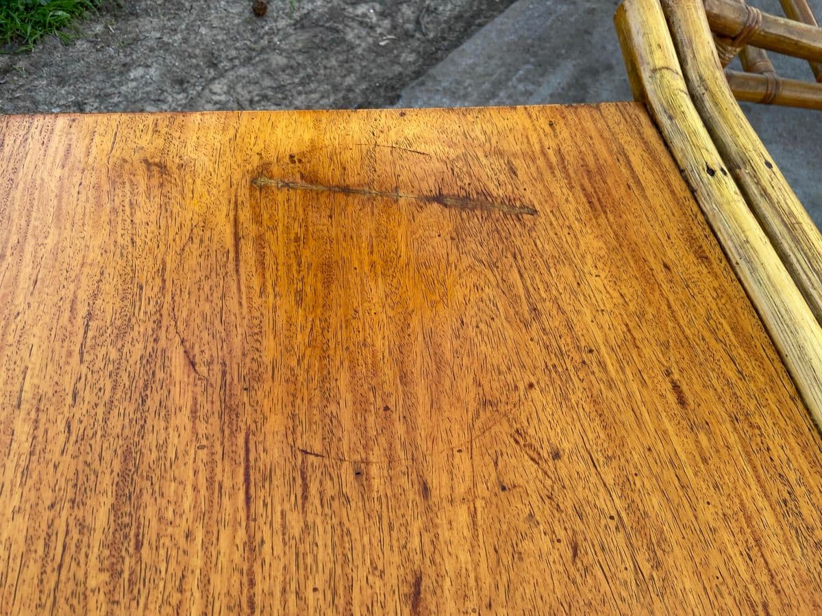 1970s Vintage Mid Century Modern Rattan Bamboo Coffee Table - Thumbnail 7