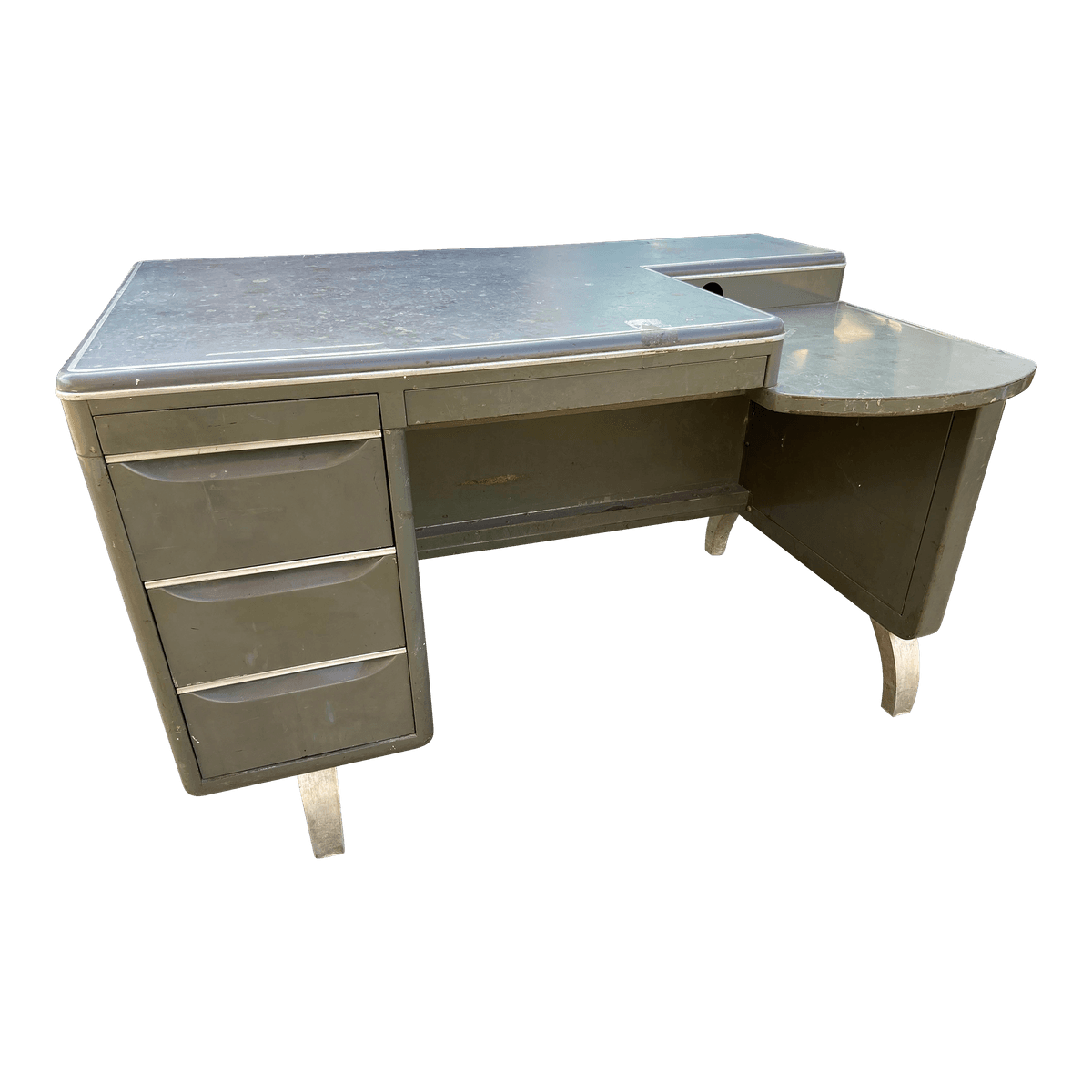 1950s General Fireproofing Company Vintage Metal Tanker Desk - Thumbnail 2