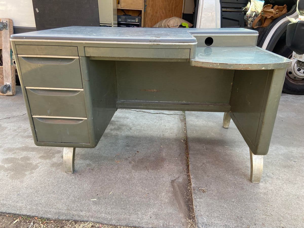 1950s General Fireproofing Company Vintage Metal Tanker Desk - Thumbnail 10