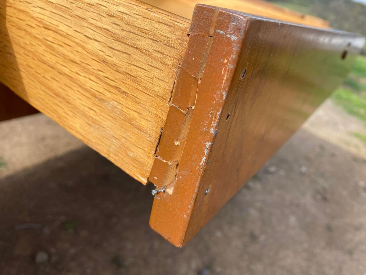 Vintage Mid Century Modern Wooden Executive Desk Needs Restoration - Thumbnail 4