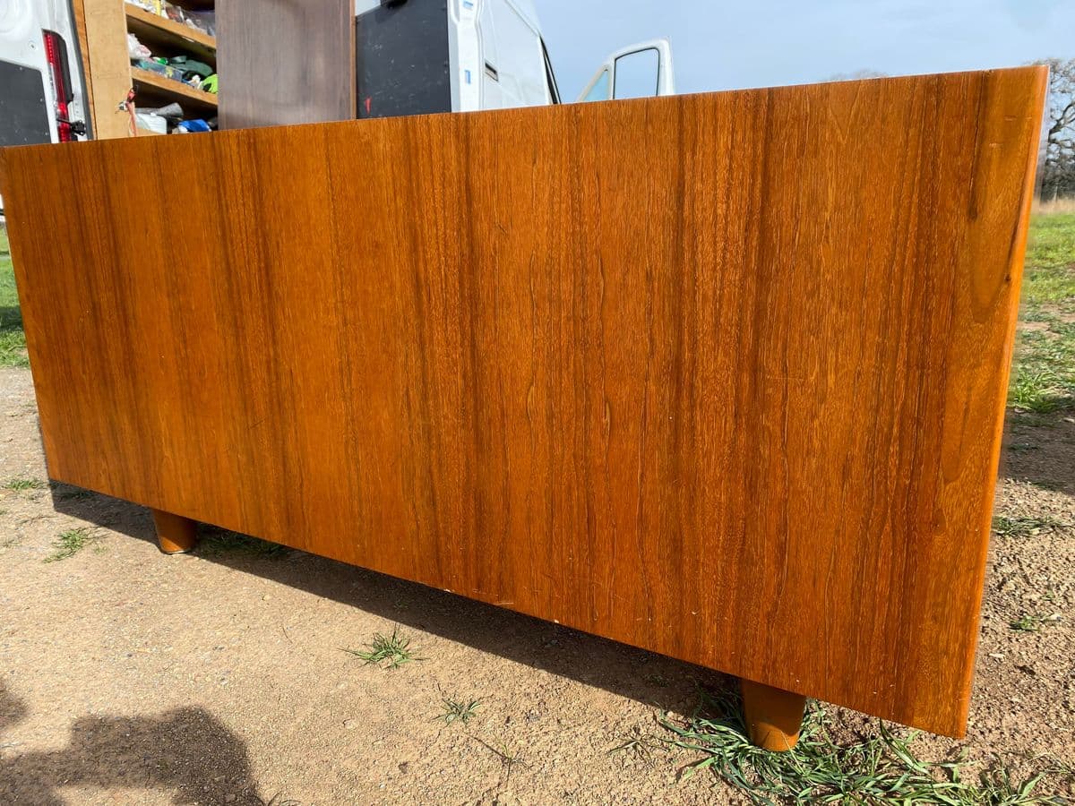 Vintage Mid Century Modern Wooden Executive Desk Needs Restoration - Thumbnail 7