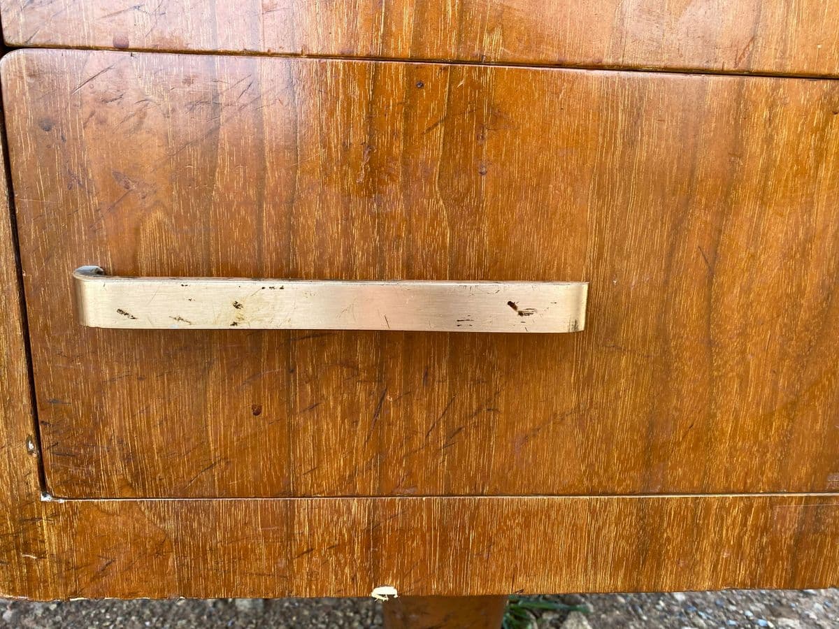 Vintage Mid Century Modern Wooden Executive Desk Needs Restoration - Thumbnail 5