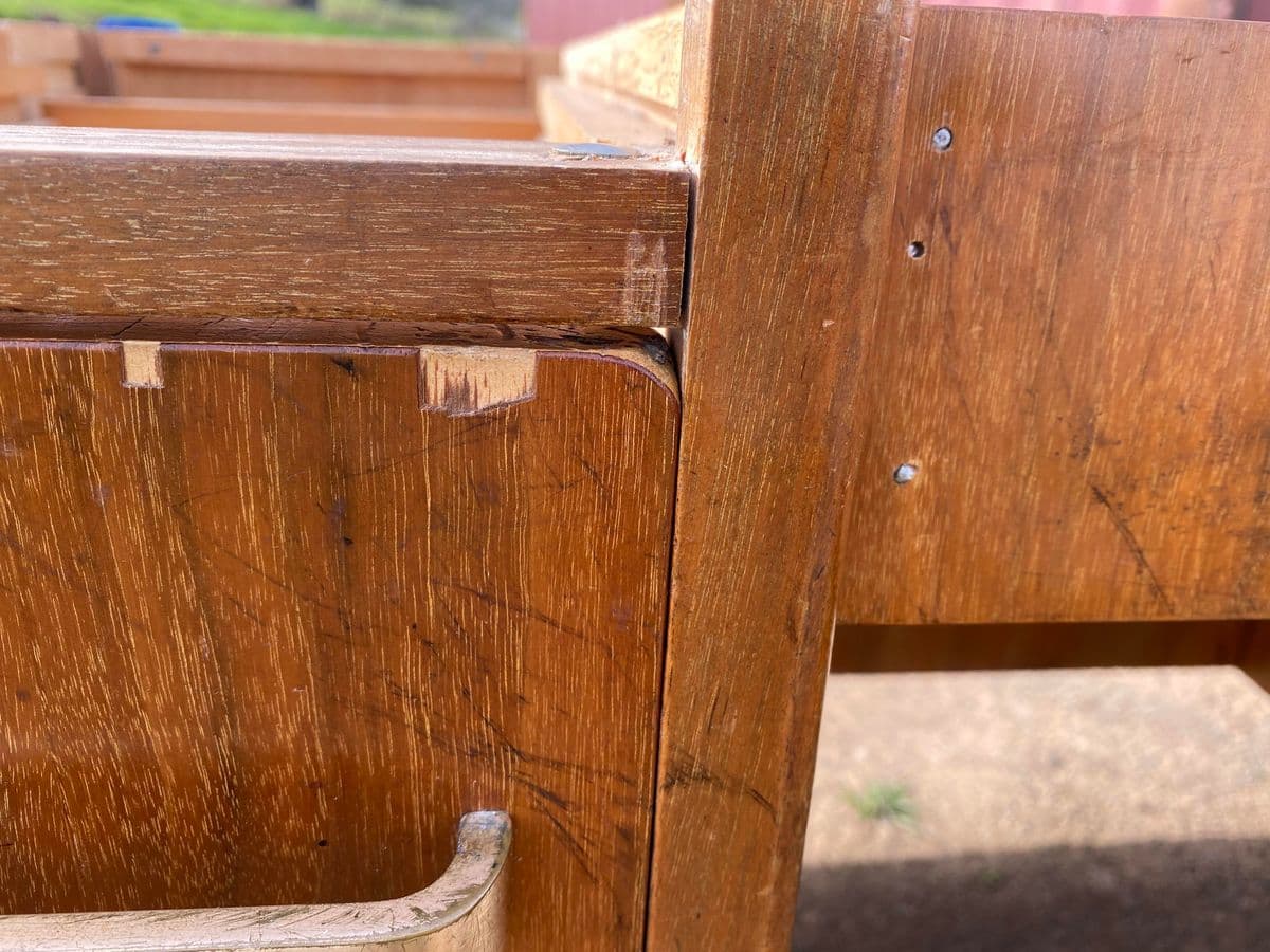 Vintage Mid Century Modern Wooden Executive Desk Needs Restoration - Thumbnail 3