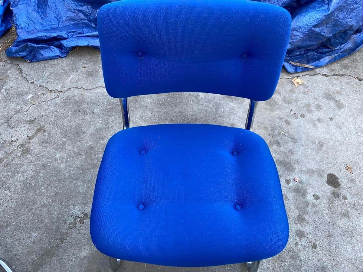 1980s Vintage Mid Century Modern Steelcase Cantilevered Upholstered Accent Chairs Set of 5 - Thumbnail 7