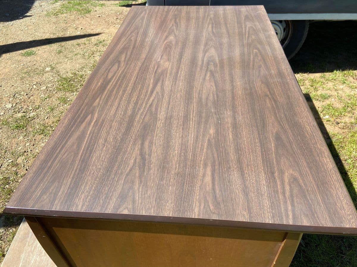 1970s Vintage Mid Century Modern Wood Veneer Desk - Thumbnail 10