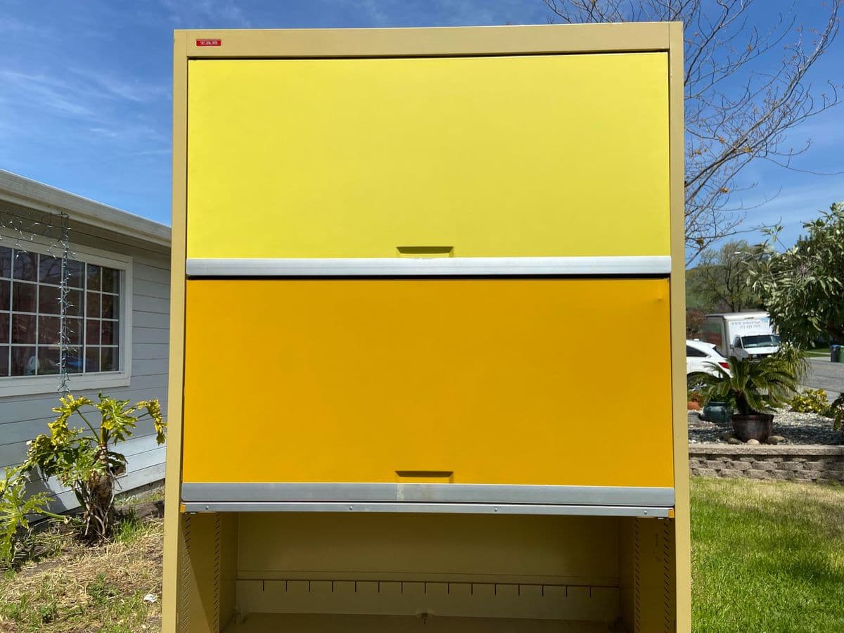 1970s Tab Vintage Mid Century Modern Metal Industrial Barrister Style Cabinet - Thumbnail 4