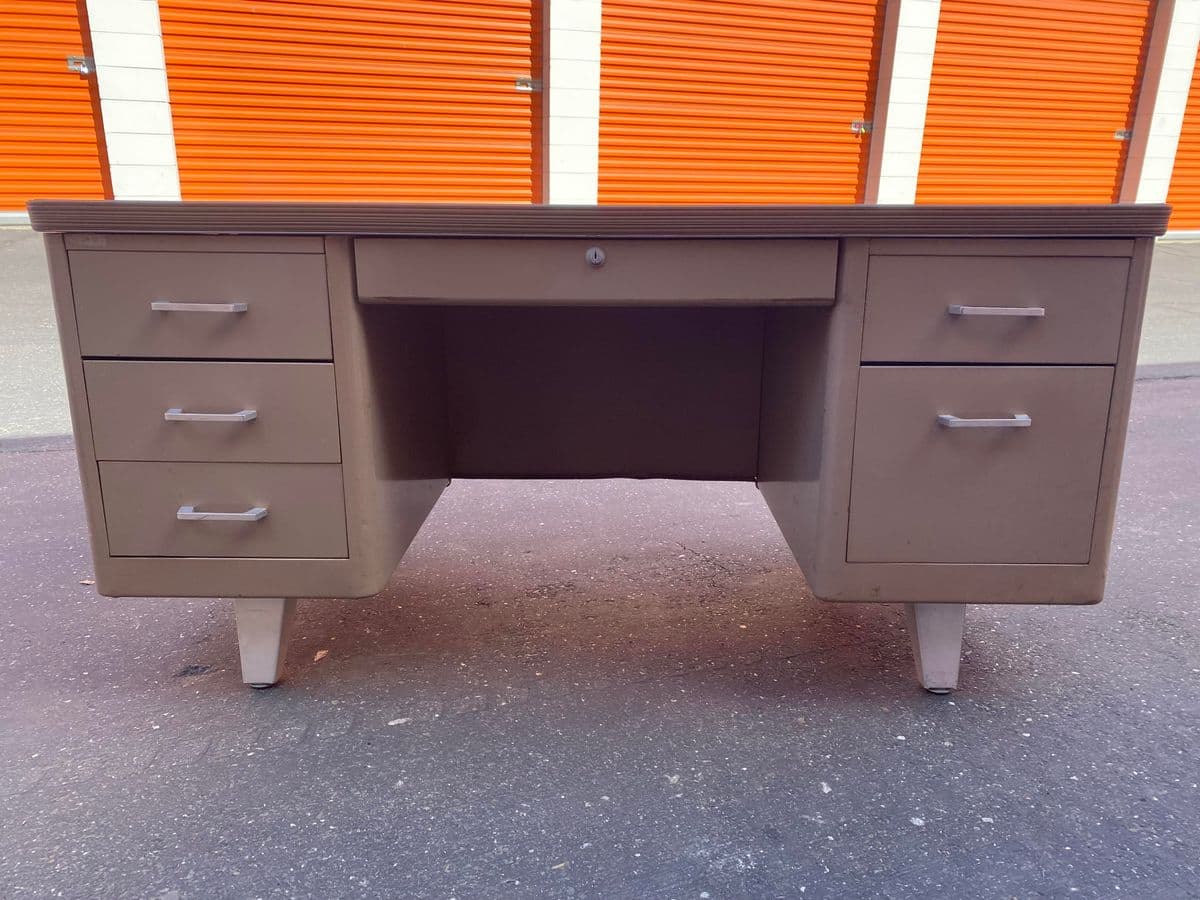 1960s Vintage Metal Tanker Desk - Thumbnail 10