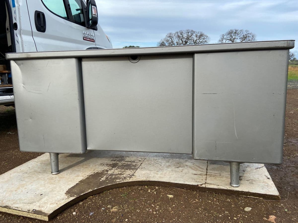 1970s Steelcase Vintage Mid Century Modern Metal Tanker Desk With Patina - Thumbnail 3