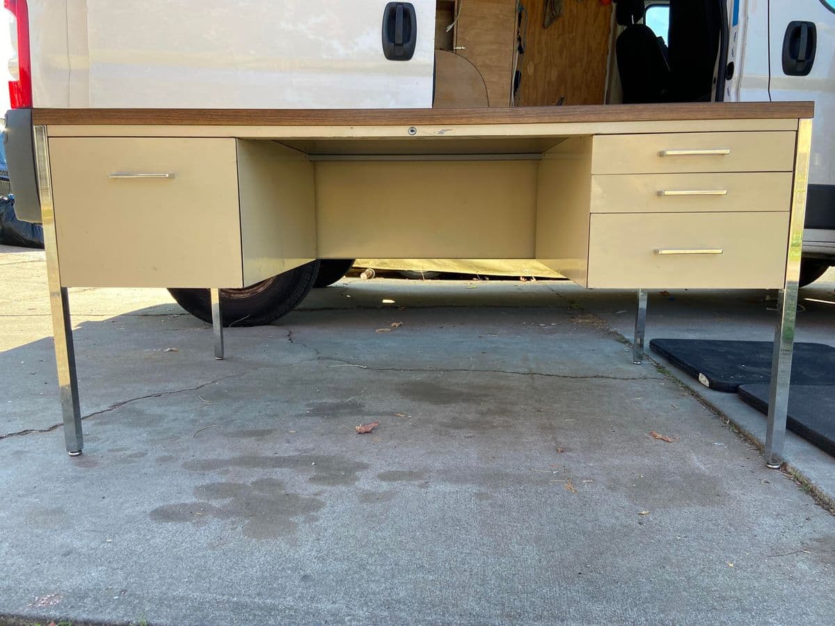 1980s Allsteel Vintage Mid Century Modern Metal Tanker Desk - Thumbnail 9