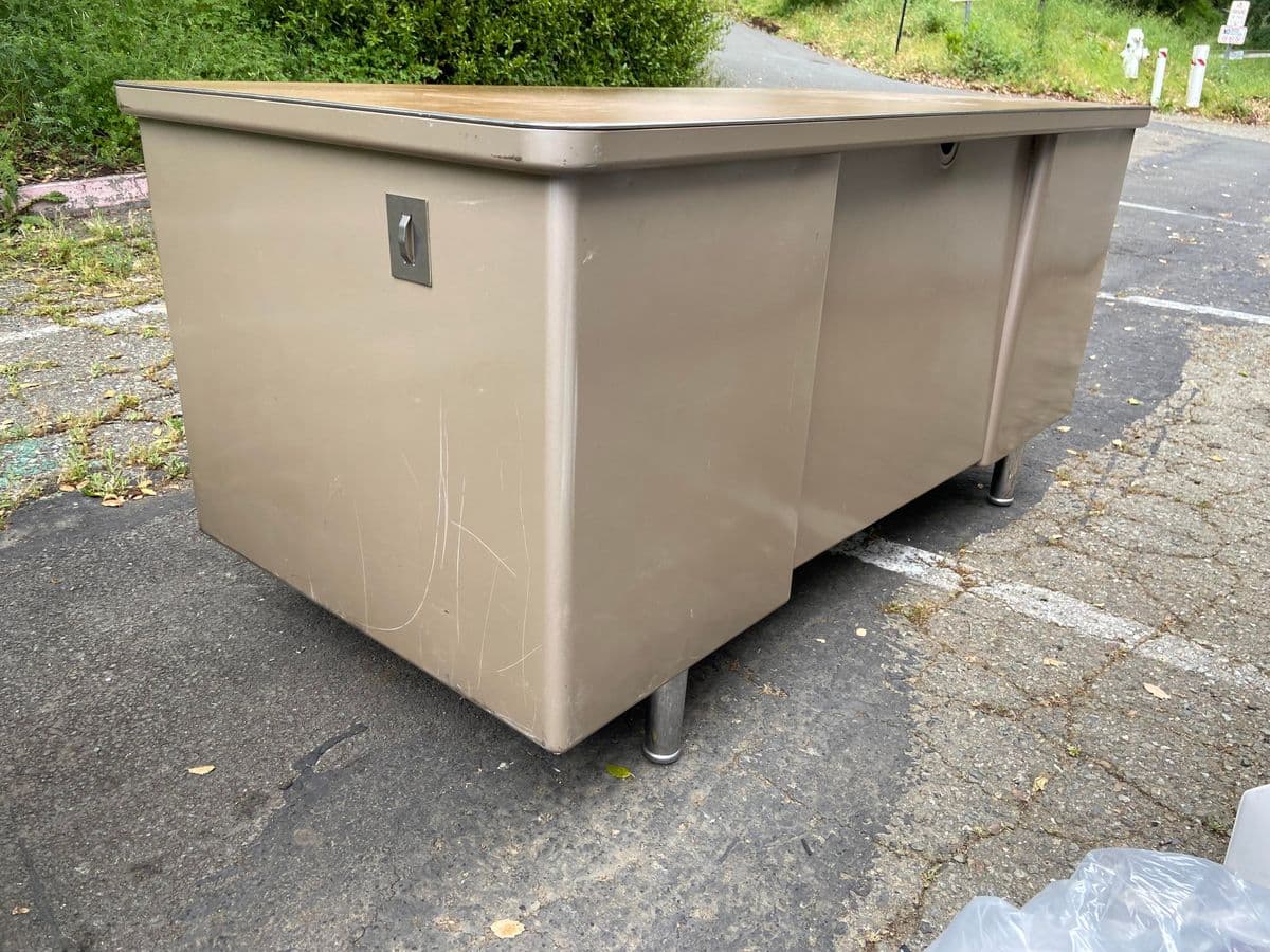 1980s Steelcase Vintage Mid Century Modern Metal Tanker Desk - Thumbnail 4