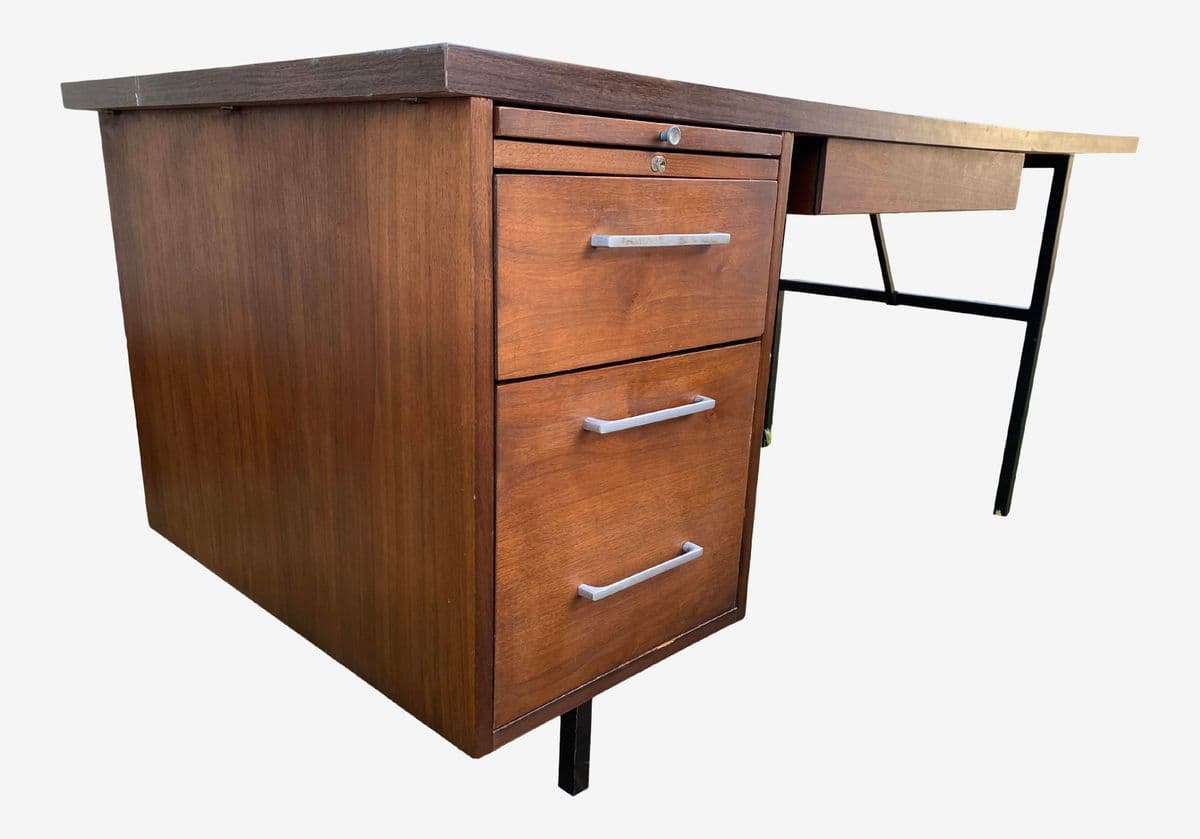 Alma Vintage Wood Veneer Executive Desk - Image 1