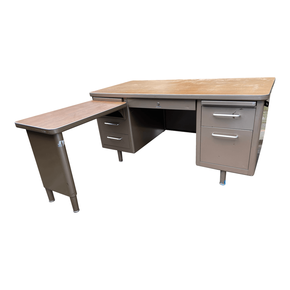 1980s Steelcase Vintage Mid Century Modern Metal Tanker Desk - Set of 2 - Thumbnail 14