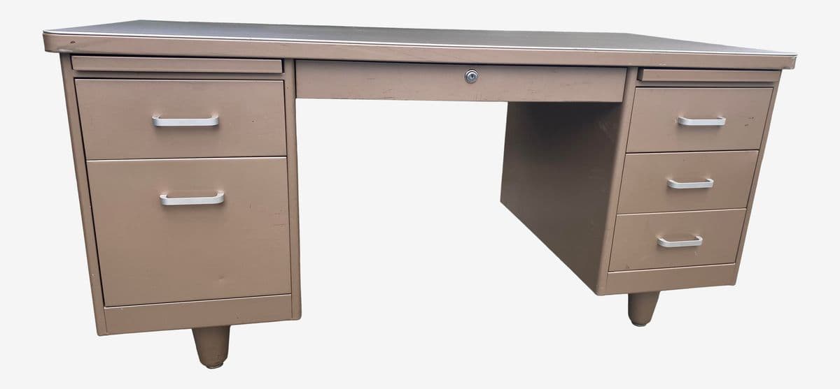 Vintage Holga Company Mid Century Modern Metal Tanker Desk - Image 1