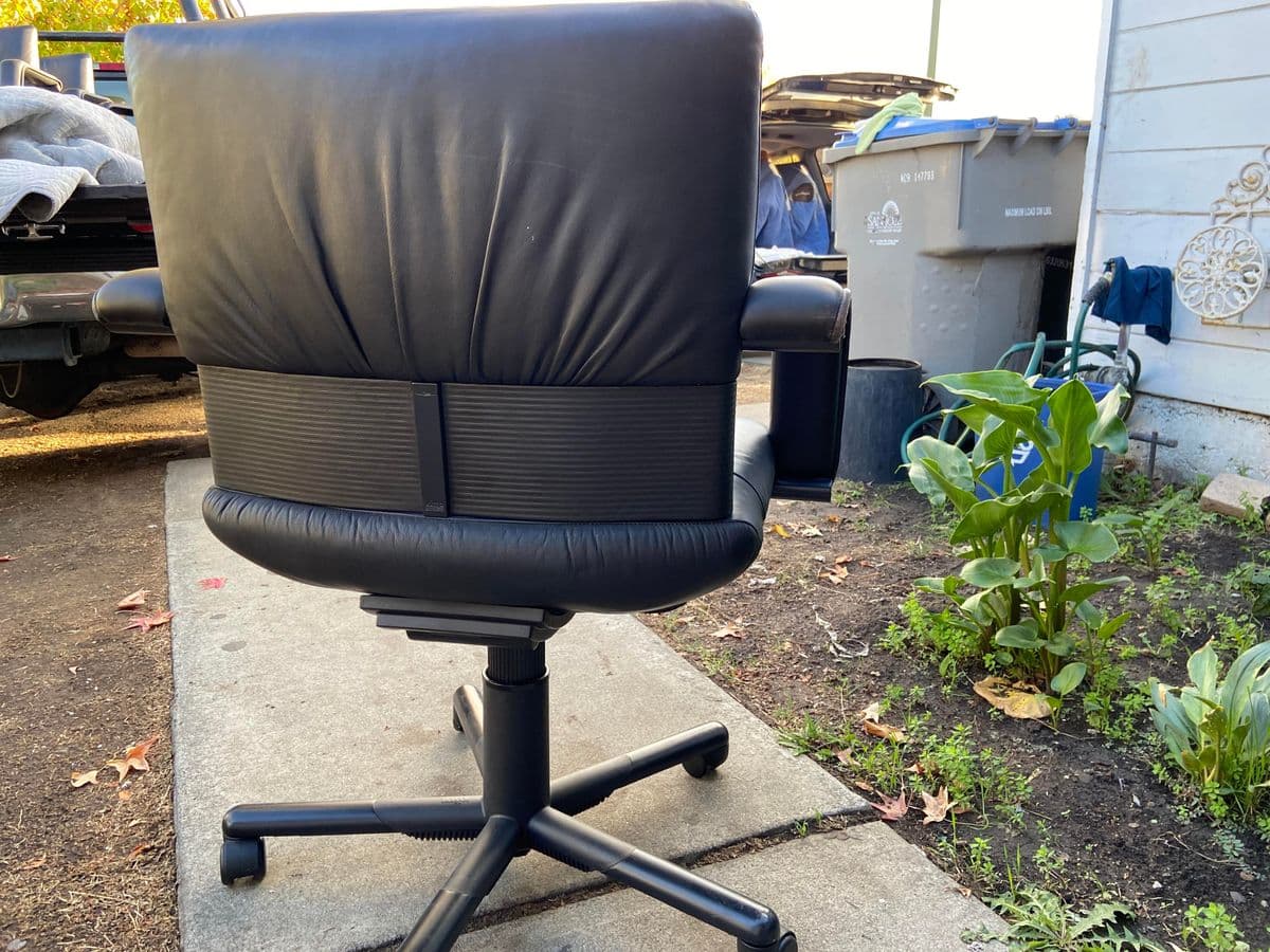 Vintage Post Modern Leather Swivel Desk Chair for Vitra Designed by Mario Bellini - Thumbnail 5