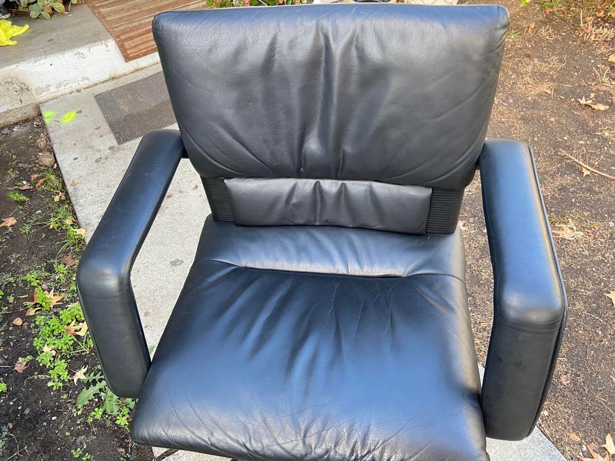 Vintage Post Modern Leather Swivel Desk Chair for Vitra Designed by Mario Bellini - Thumbnail 6