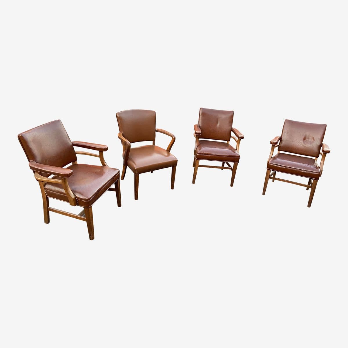 1980s Vintage Leather Armchairs - Set of 4 - Image 1