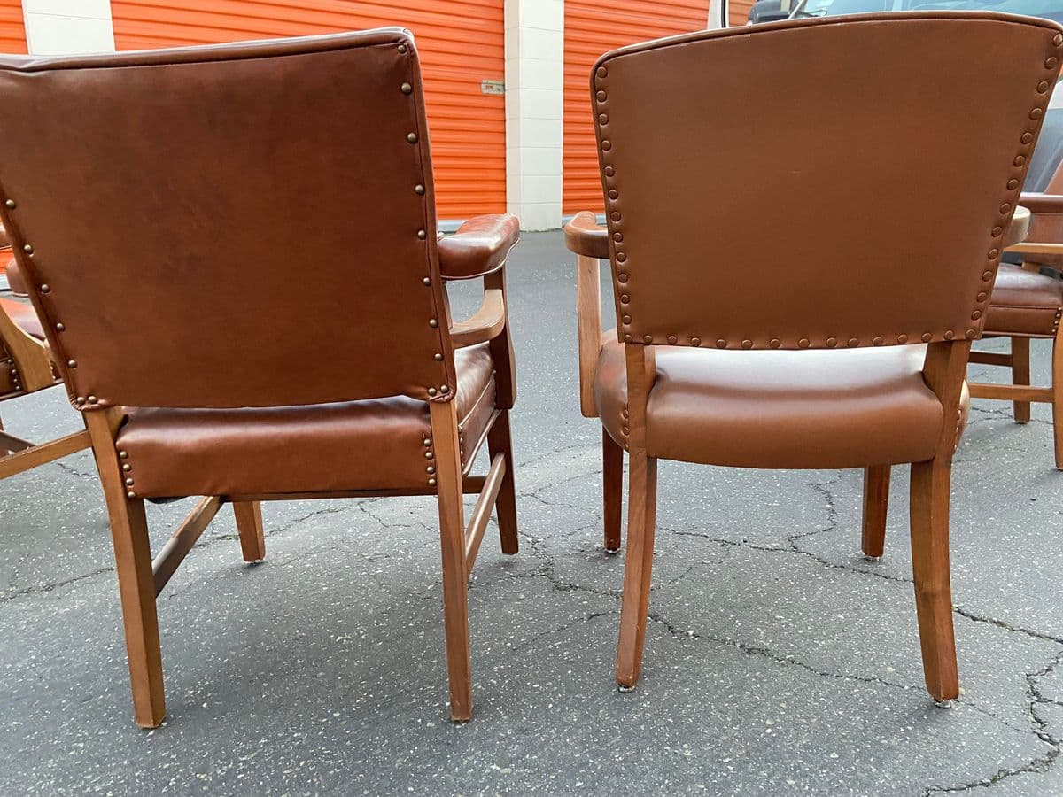1980s Vintage Leather Armchairs - Set of 4 - Thumbnail 10