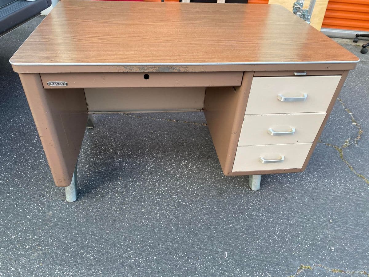 Vintage Mid Century Metal Writing Desk - Thumbnail 6