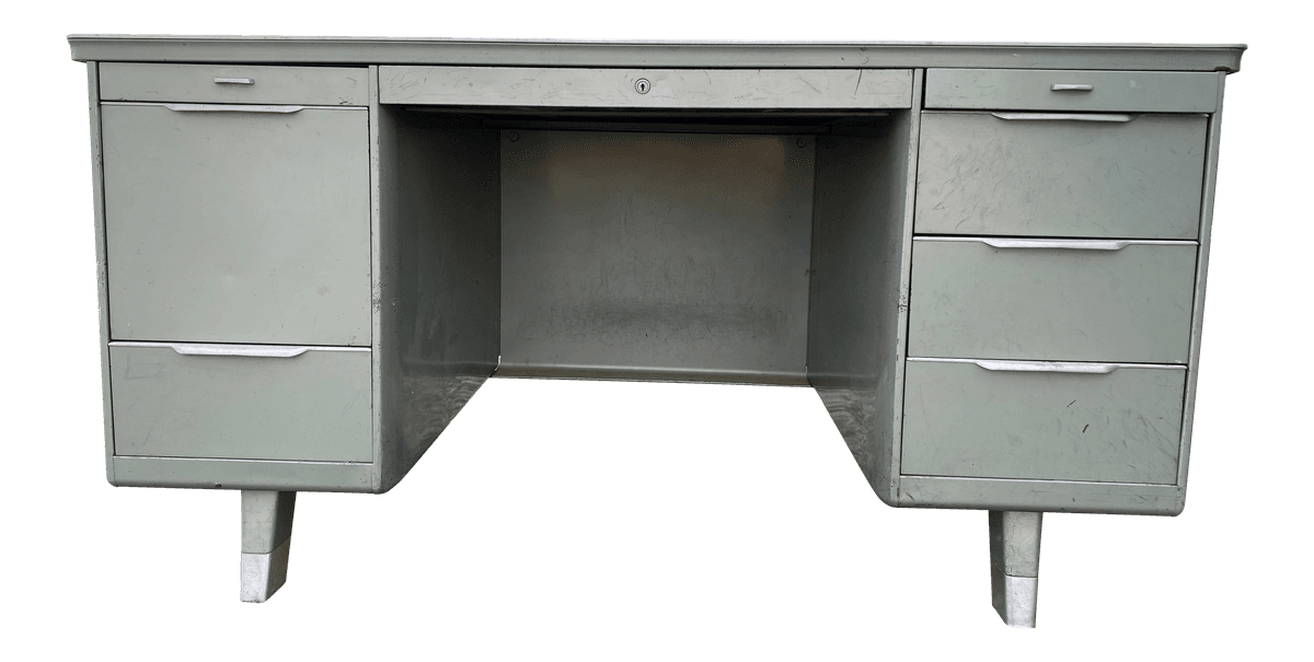 Vintage General Fireproofing Metal Tanker Desk - Thumbnail 2