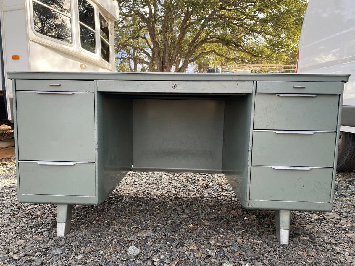 Vintage General Fireproofing Metal Tanker Desk - Thumbnail 6