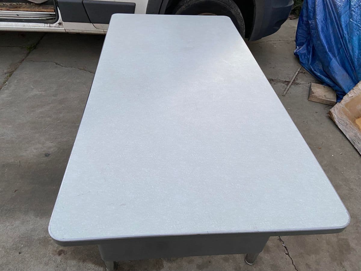 1970s Steelcase Style Vintage Mid Century Modern Metal Tanker Desk Table - Thumbnail 8