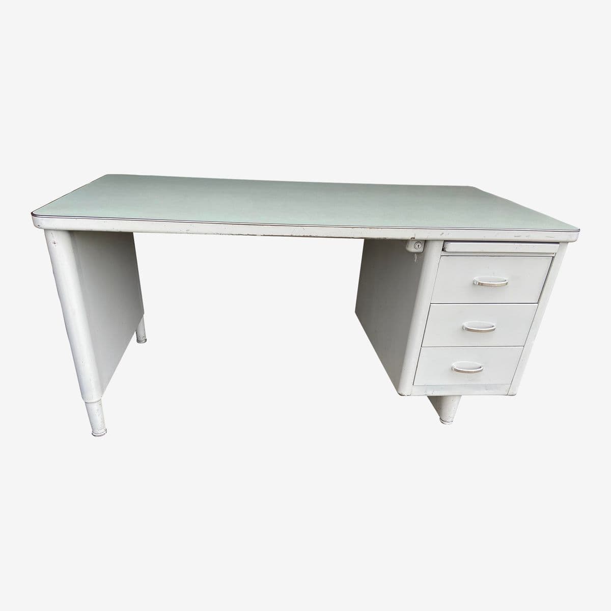 Vintage Mid Century Modern Metal Tanker Desk - Image 1