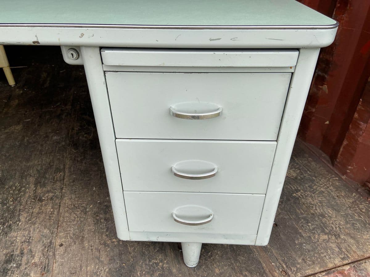 Vintage Mid Century Modern Metal Tanker Desk - Thumbnail 5