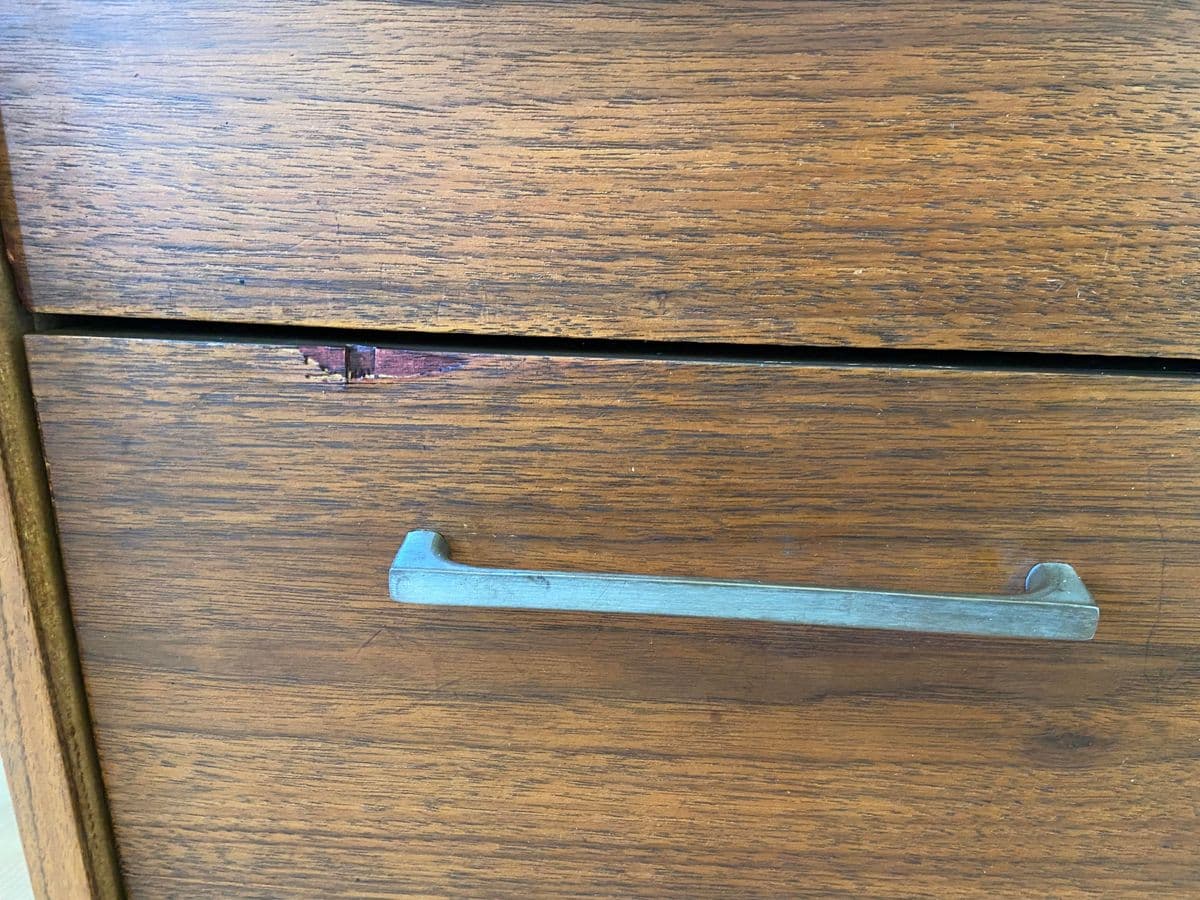 Vintage Mid Century Modern Wood Veneer Executive Desk - Thumbnail 5