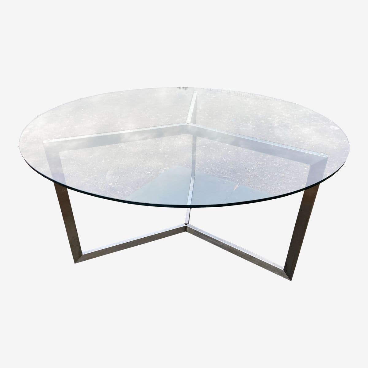 Room and Board Contemporary Round Glass Dining Table - Image 1