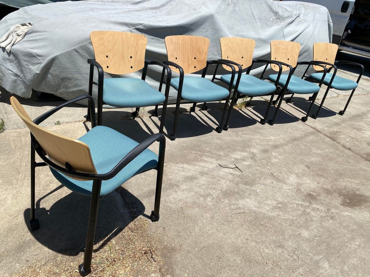 Haworth Bentwood Rolling Side Chairs Set of 6 - Thumbnail 8