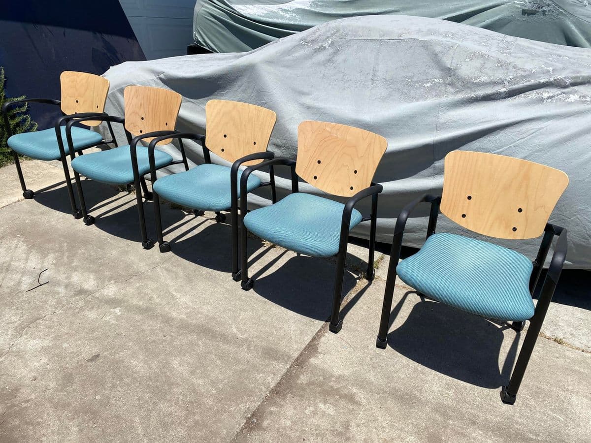 Haworth Bentwood Rolling Side Chairs Set of 6 - Thumbnail 11