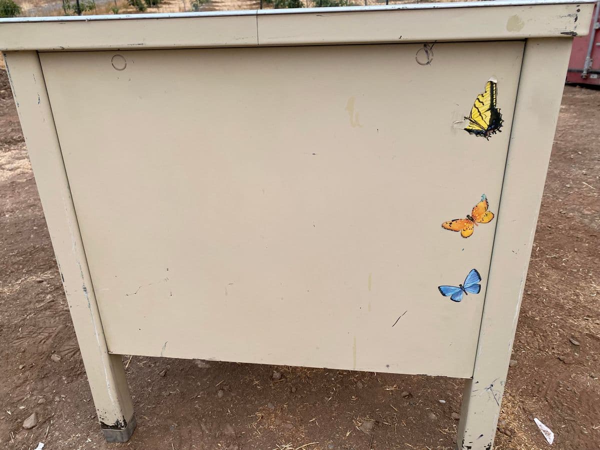 1950s Vintage Metal Tanker Desk Shabby Chic Style - Thumbnail 5