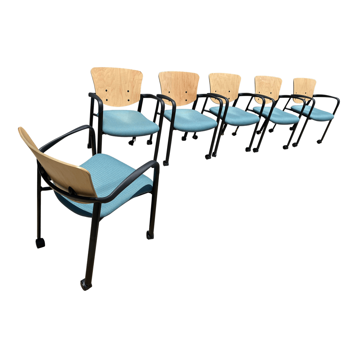Haworth Bentwood Rolling Side Chairs Set of 6 - Thumbnail 2