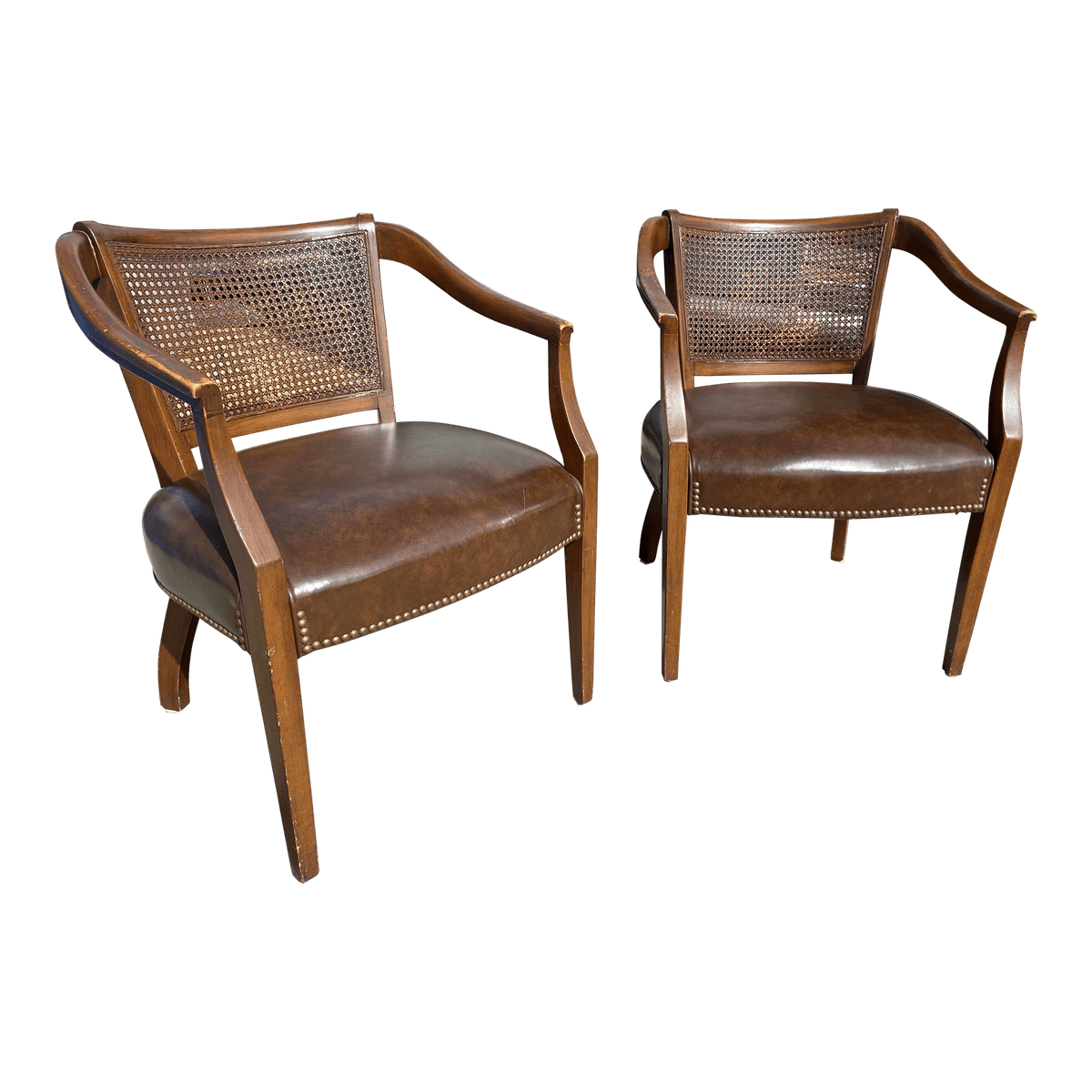 1970s Shafer Brothers Cane Back Arm Chairs- Set of 2 - Thumbnail 14