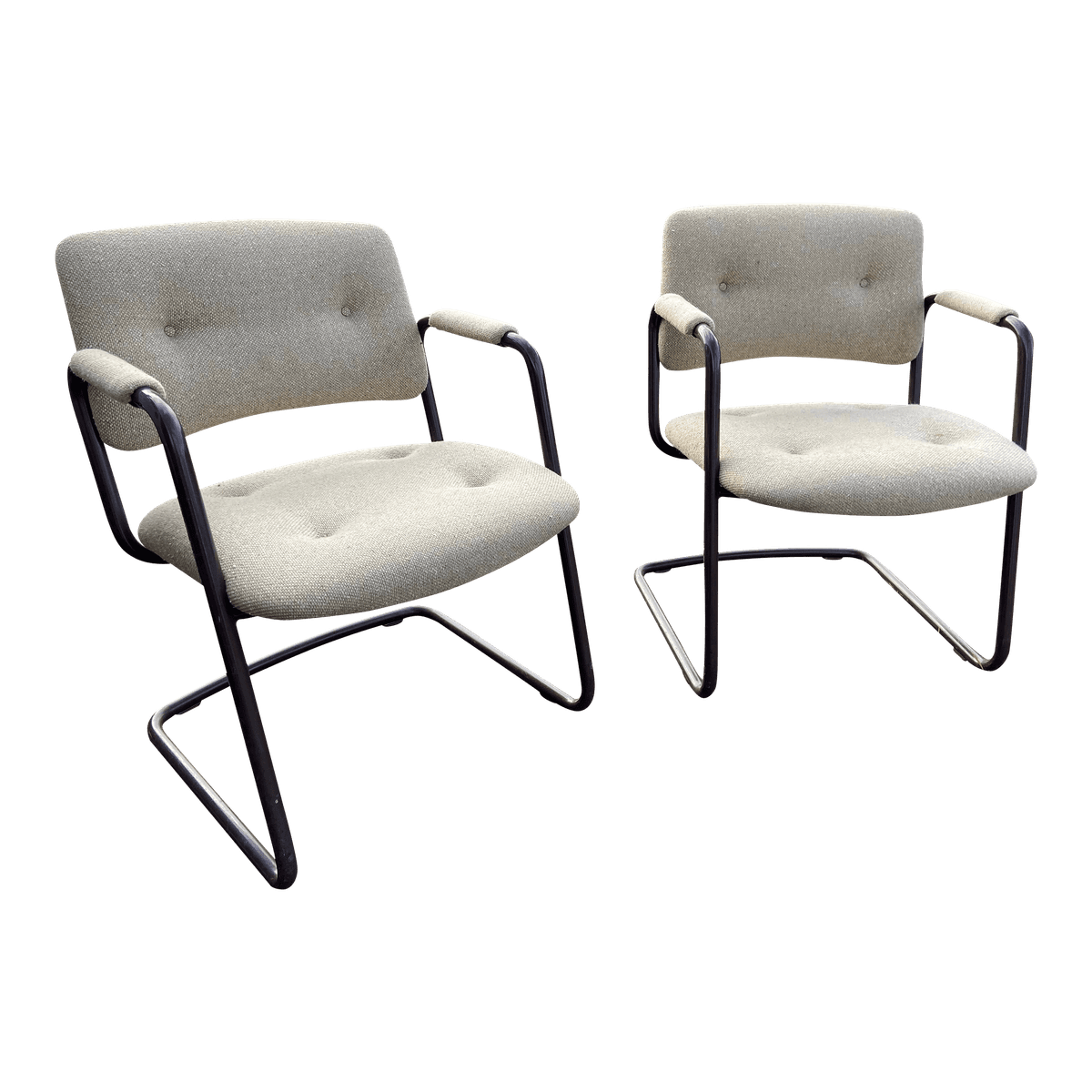 1980s Steelcase Vintage Mid Century Modern Tubular Upholstered Chairs- Set of 2 - Thumbnail 14