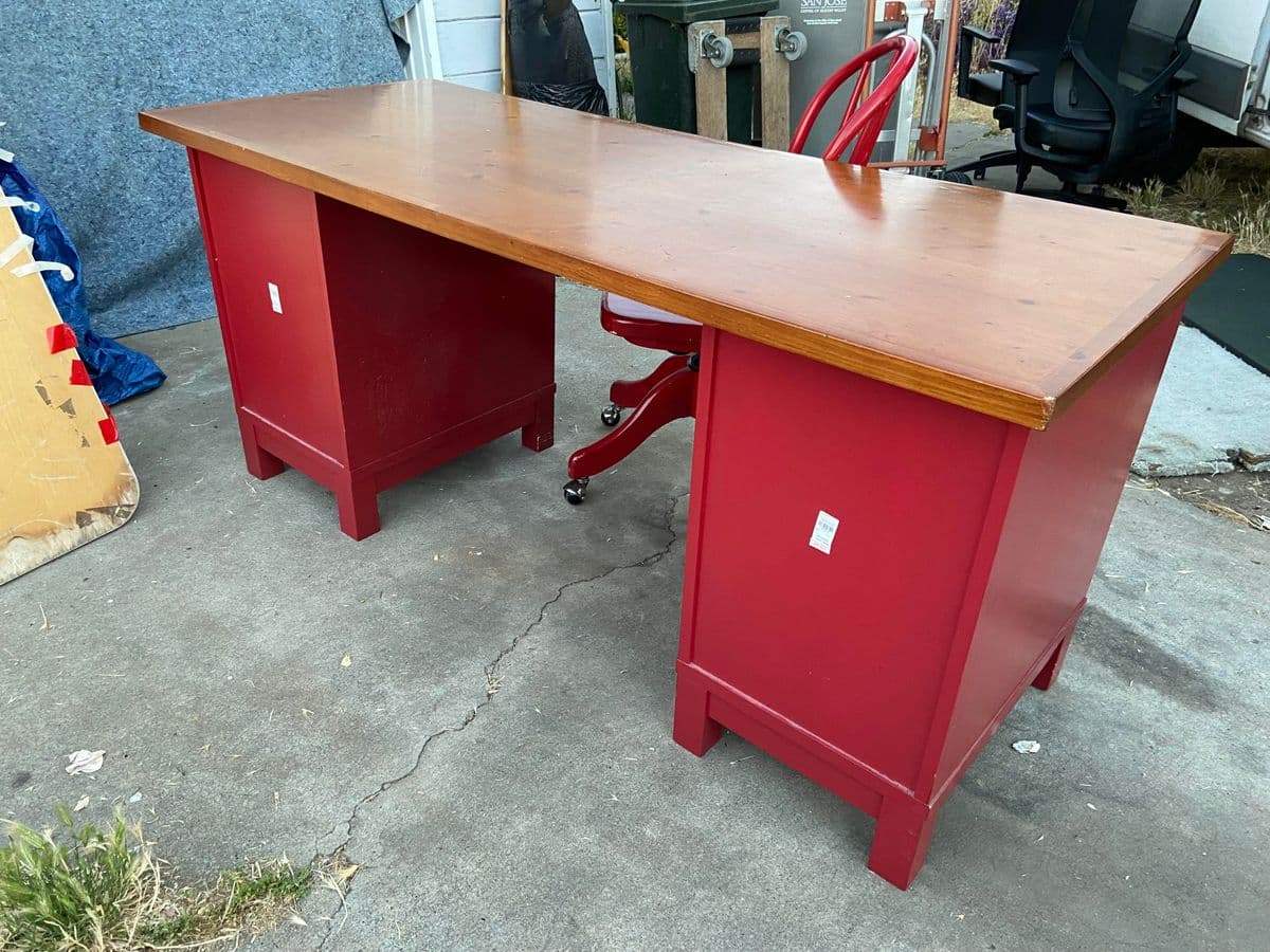 Pottery Barn Farmhouse Distressed Wood Desk and Chair - Set of 2 - Thumbnail 9
