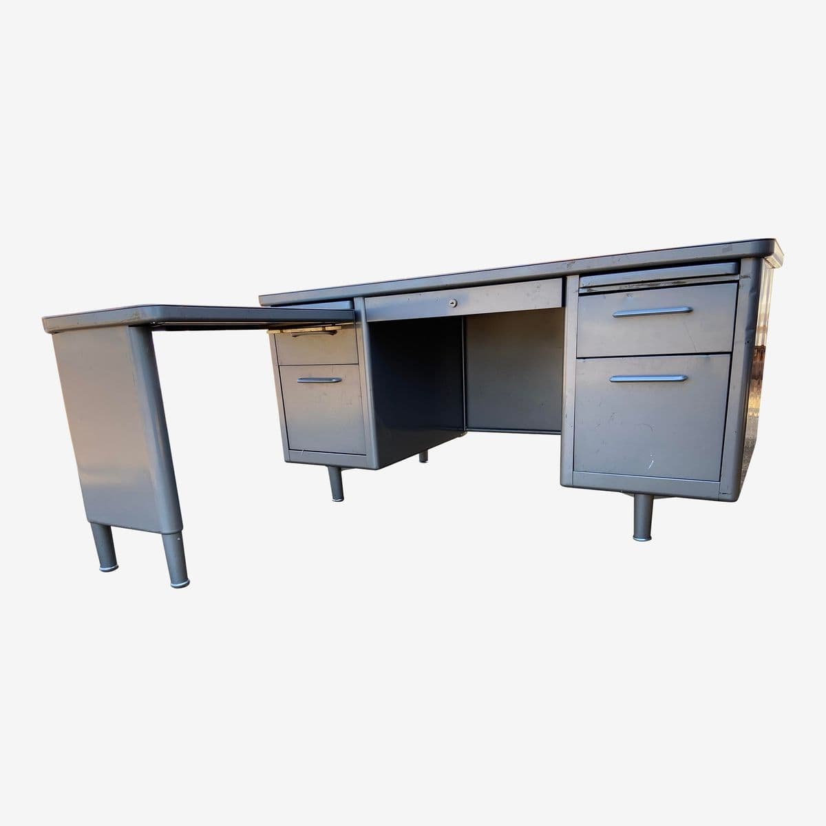 1970s Steelcase Vintage Mid Century Modern Executive Desk With Return - Set of 2 - Image 1