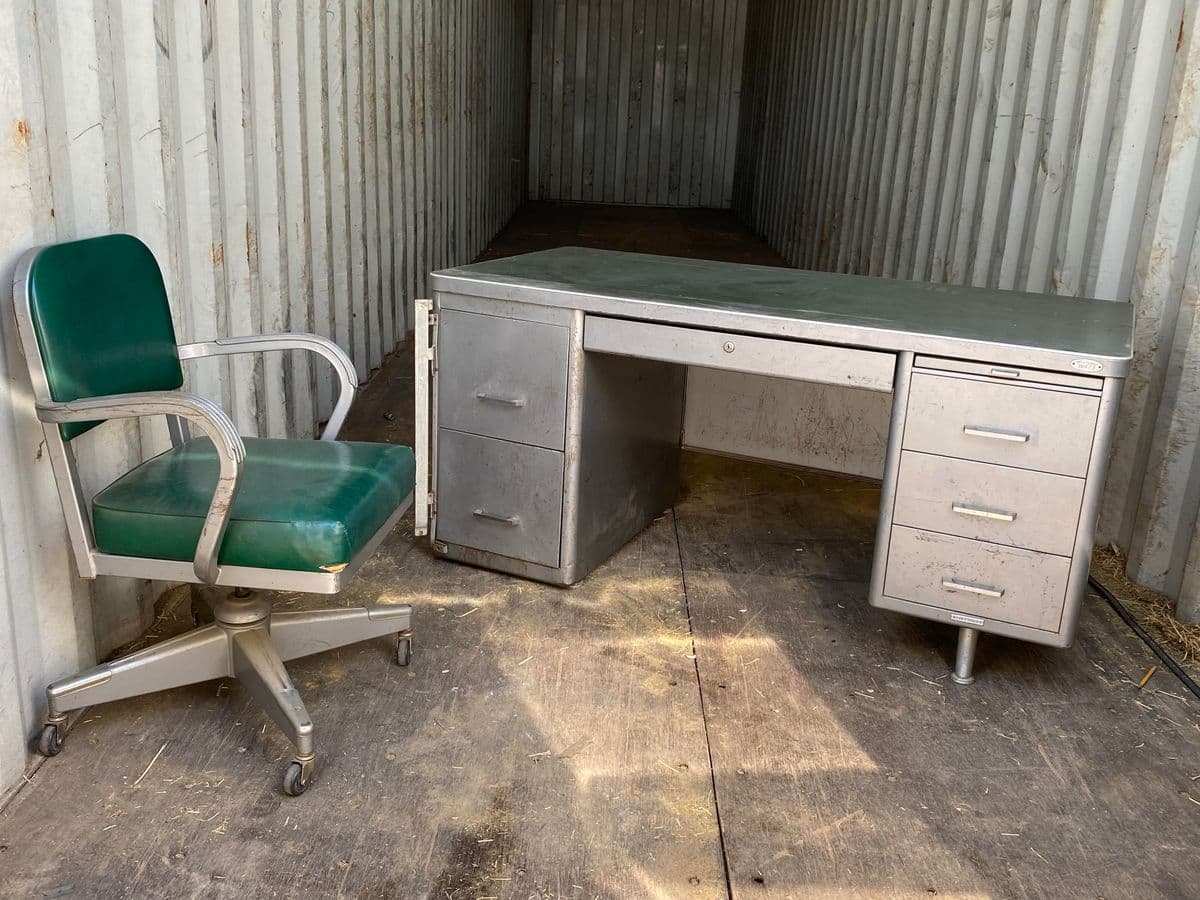 Vintage Columbia Metal Tanker Desk and Chair - 2 Pieces - Thumbnail 13