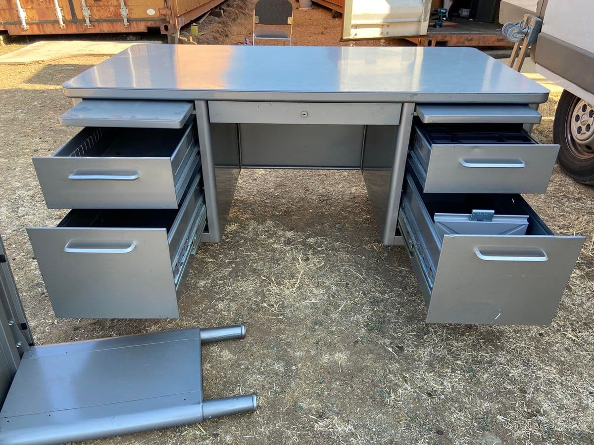 1970s Steelcase Vintage Mid Century Modern Executive Desk With Return - Set of 2 - Thumbnail 5