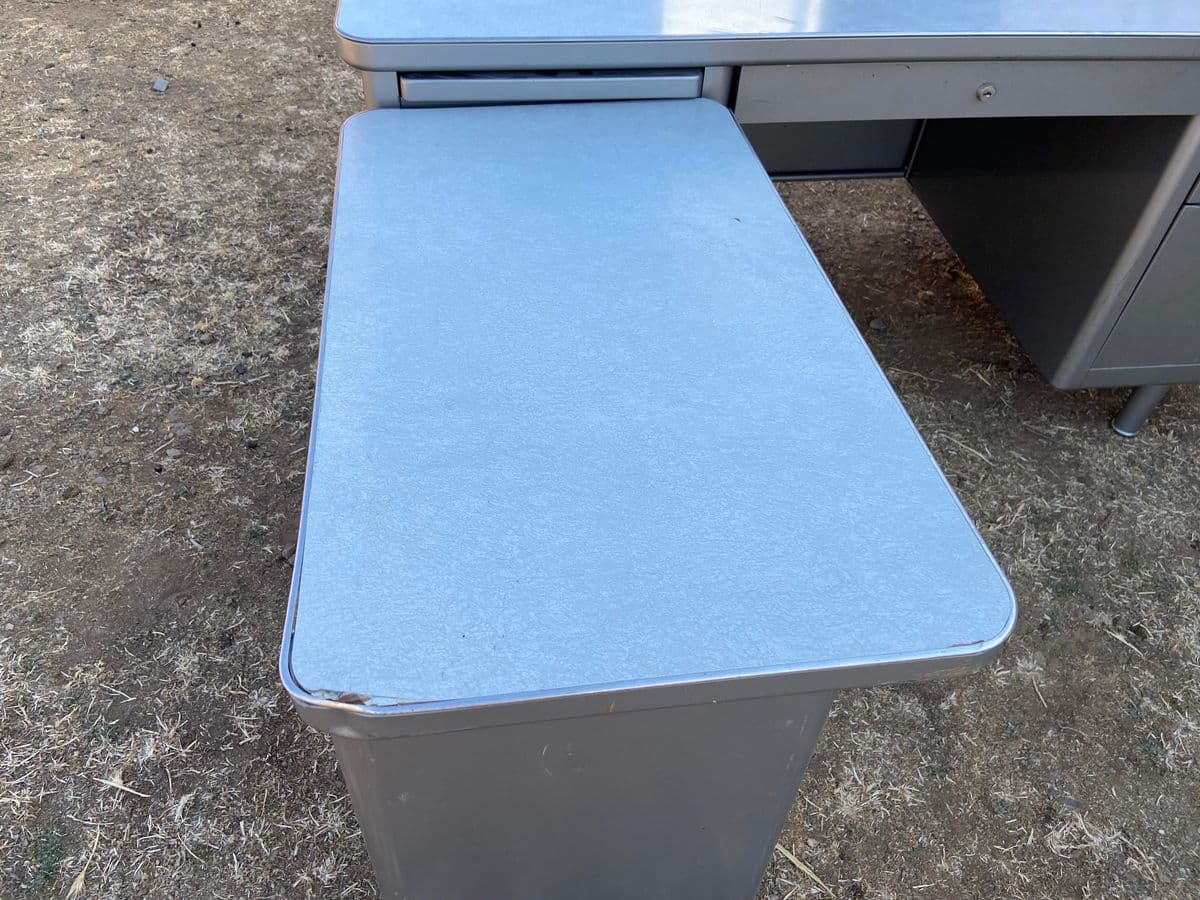 1970s Steelcase Vintage Mid Century Modern Executive Desk With Return - Set of 2 - Thumbnail 4