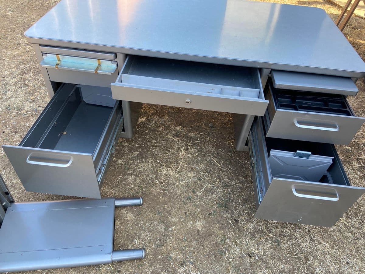 1970s Steelcase Vintage Mid Century Modern Executive Desk With Return - Set of 2 - Thumbnail 8