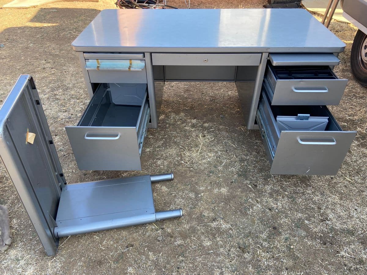 1970s Steelcase Vintage Mid Century Modern Executive Desk With Return - Set of 2 - Thumbnail 7