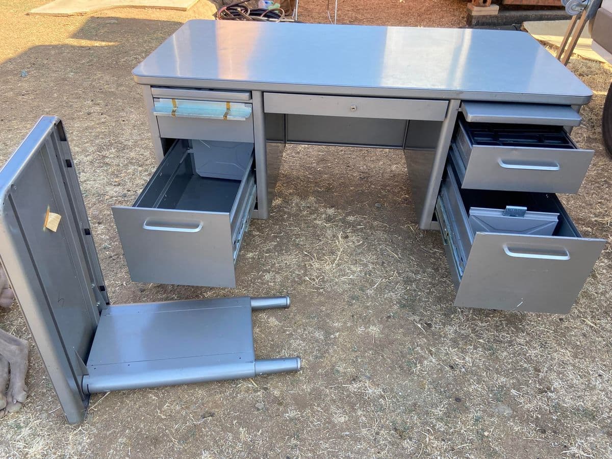 1970s Steelcase Vintage Mid Century Modern Executive Desk With Return - Set of 2 - Thumbnail 6