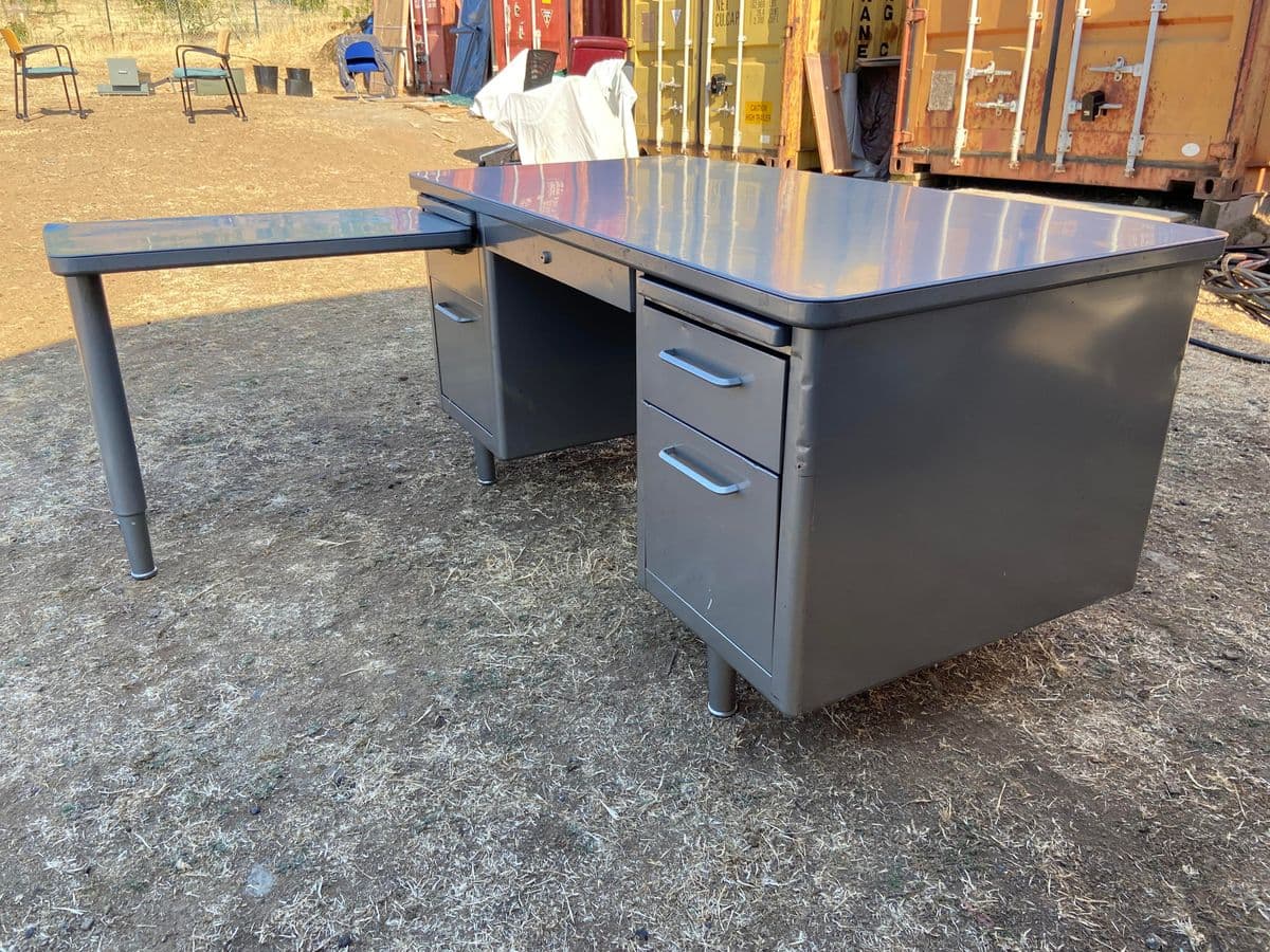 1970s Steelcase Vintage Mid Century Modern Executive Desk With Return - Set of 2 - Thumbnail 11