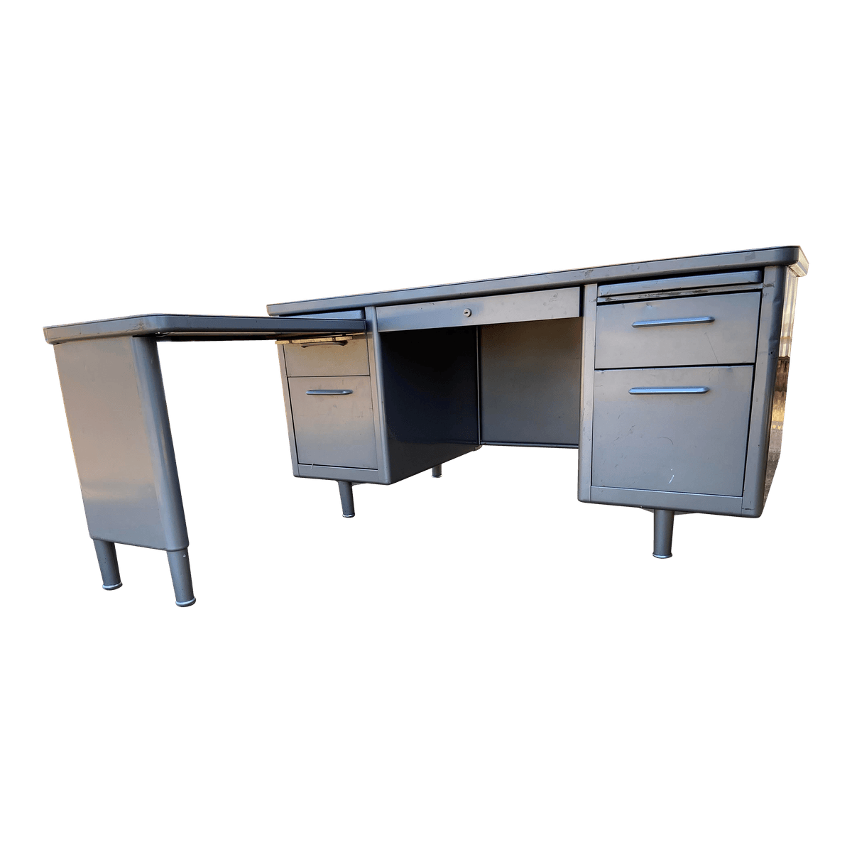 1970s Steelcase Vintage Mid Century Modern Executive Desk With Return - Set of 2 - Thumbnail 14