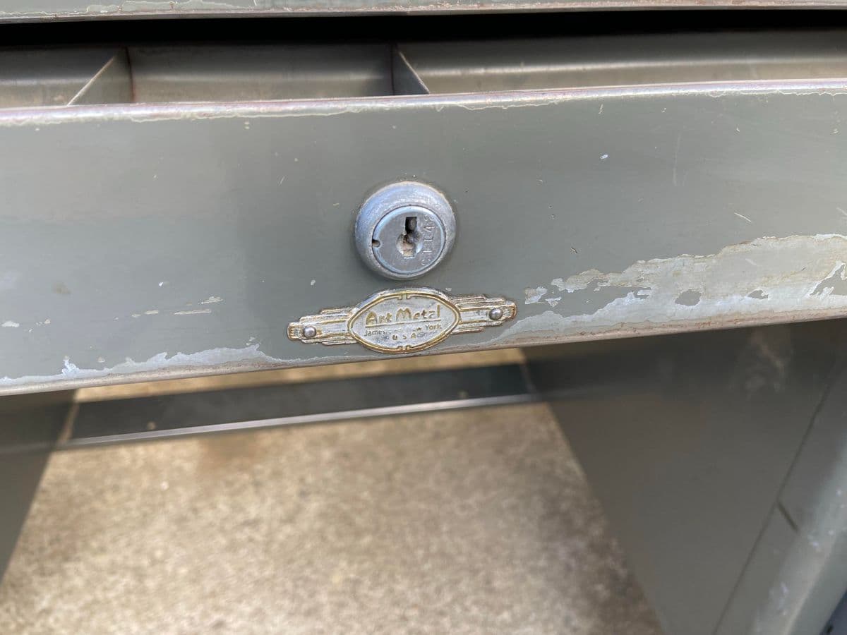 1940s Vintage Mid Century Modern Metal Tanker Desk - Thumbnail 6