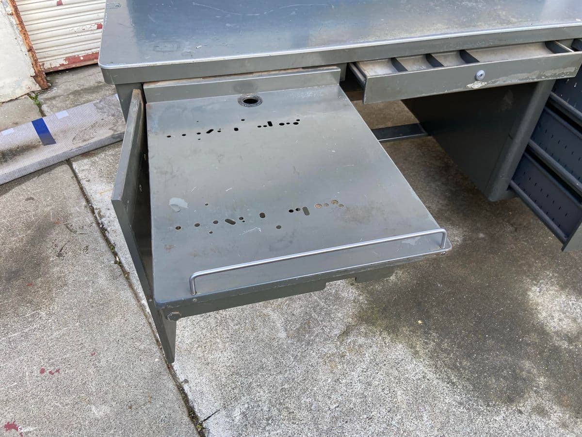 1940s Vintage Mid Century Modern Metal Tanker Desk - Thumbnail 7