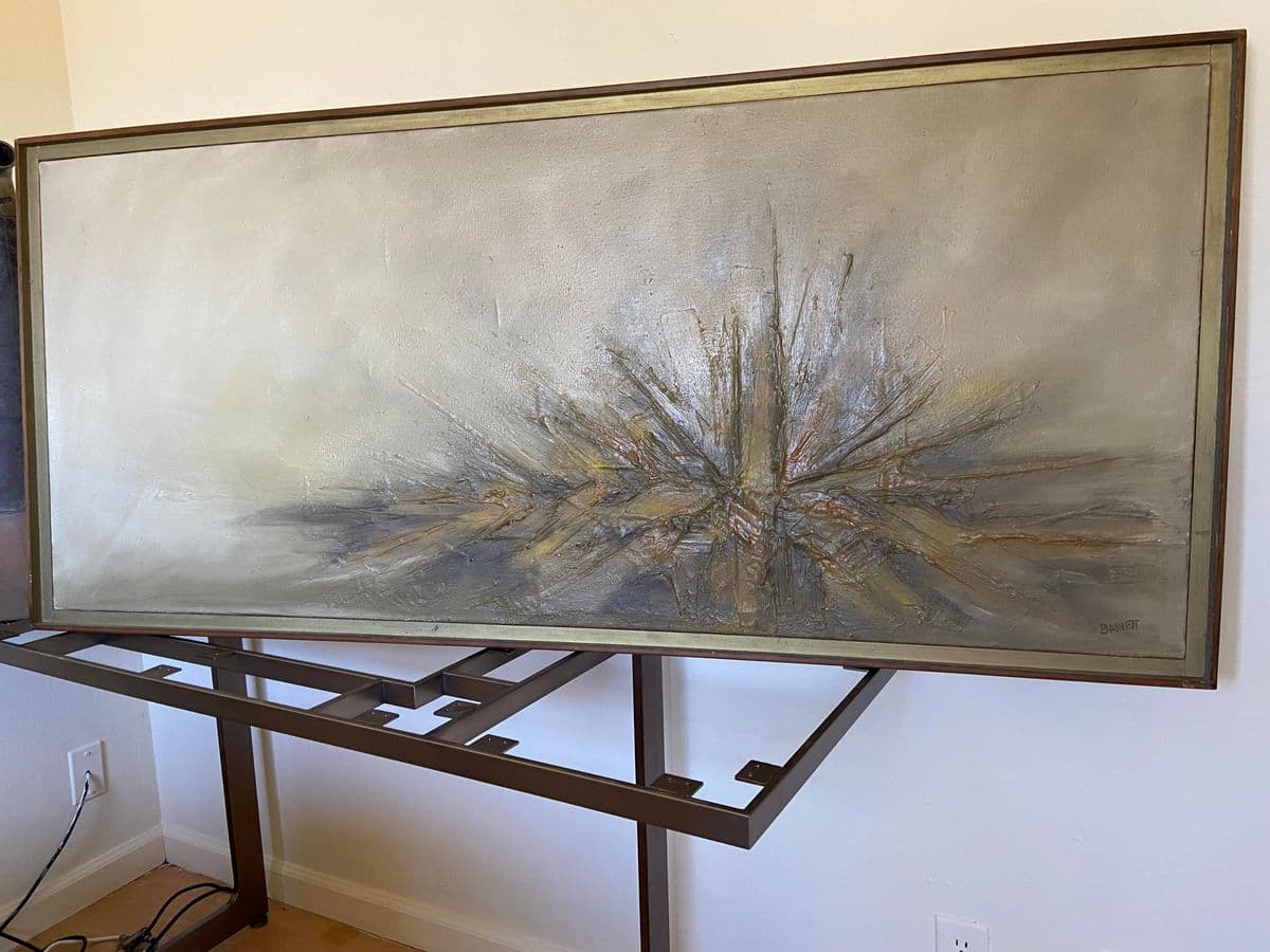 1970s Abstract Expressionist Oil Painting Signed Barlett, Framed - Thumbnail 3