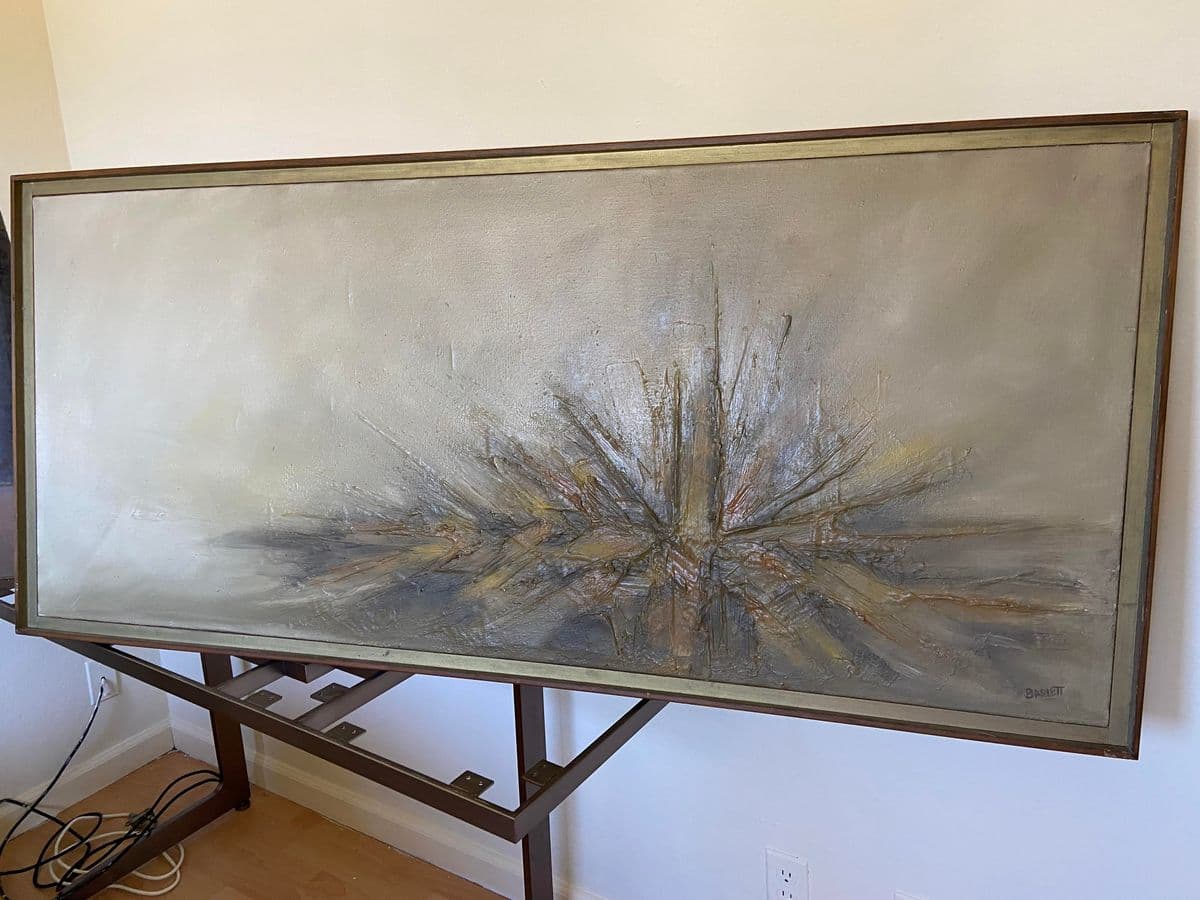 1970s Abstract Expressionist Oil Painting Signed Barlett, Framed - Thumbnail 8